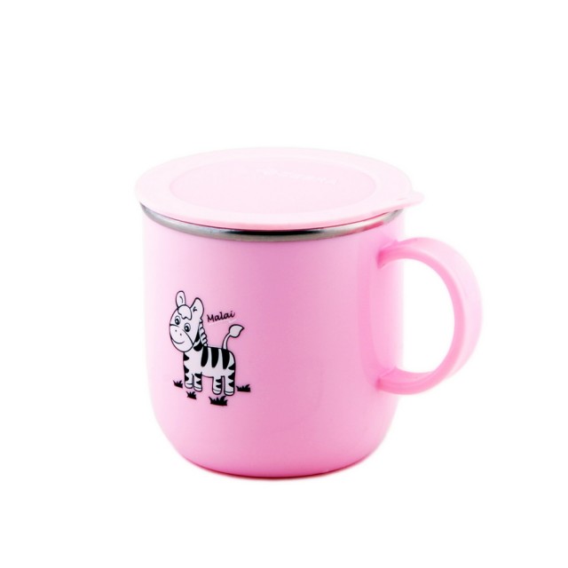 【ZEBRA 斑馬牌】304不鏽鋼兒童馬克杯-附蓋 7CM 250CC(兒童杯 隔熱杯 馬克杯)