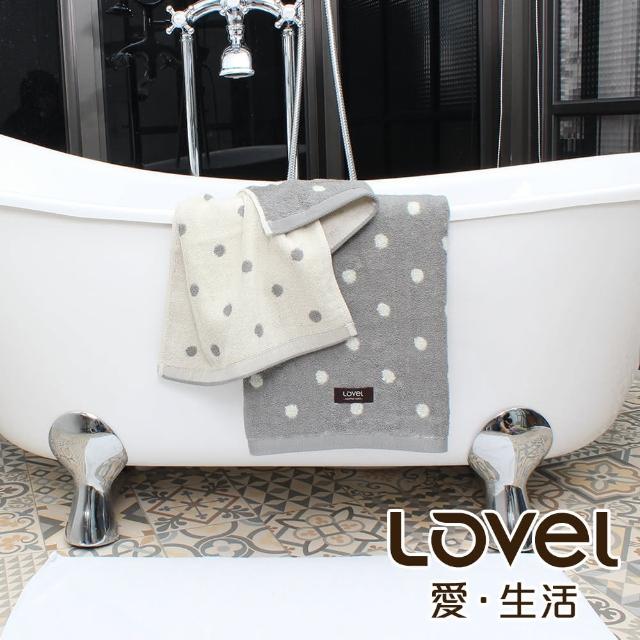 【LOVEL】專利咖啡紗除臭抗UV圓點2件組(浴巾+毛巾)