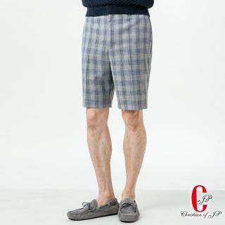 【JYI PIN 極品名店】簡約悠活休閒短褲_灰藍格(CS801-1)