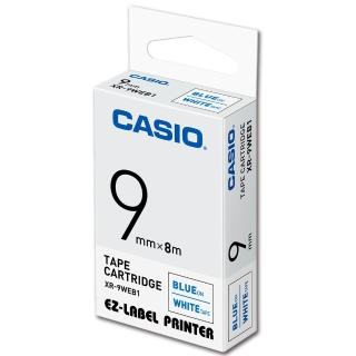 【CASIO 卡西歐】標籤機專用色帶-9mm白底藍字(XR-9WEB1)