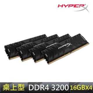 【Kingston 金士頓】Predator 16GB X4_DDR4 3200_桌上型超頻記憶體(HX432C16PB3K4/64)