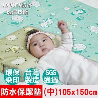 【奶油獅】台灣製造-森林野餐ADVANTA超防水止滑保潔墊/生理墊/尿布墊(105x150cm-水綠)