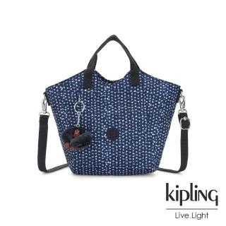 【KIPLING】星光雪花綻藍輕盈手提斜背包-NORI