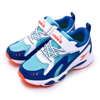 【DIADORA】中童 迪亞多那 19cm-23cm 輕量4E寬楦避震慢跑鞋 經典老爹鞋系列(藍白橘 11017)