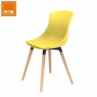 【特力屋】組 - 萊特 塑鋼椅 櫸木腳架40mm/黃椅背/黃座墊