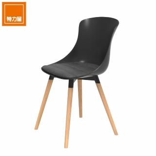 【特力屋】組 - 萊特 塑鋼椅 櫸木腳架40mm/黑椅背/灰座墊