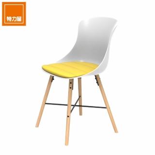 【特力屋】組 - 萊特 塑鋼椅 櫸木腳架30mm/白椅背/黃座墊