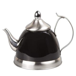 Creative Home NOBILI-TEA 950ml黑色烤漆不鏽鋼附濾網沖茶器 茶壺 水壺