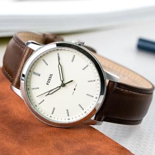 【FOSSIL】公司貨  極簡率性質感皮革腕錶/咖啡(FS5439)