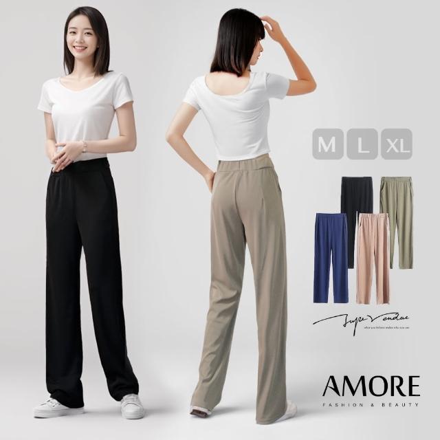 【Amore】韓國夏日高腰口袋顯瘦拖地褲(穿起來超舒適又高)