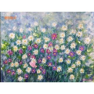 【豐財藝術】Sea of flowers 花海 能量真跡油畫(印象派油畫藝術收藏首選)