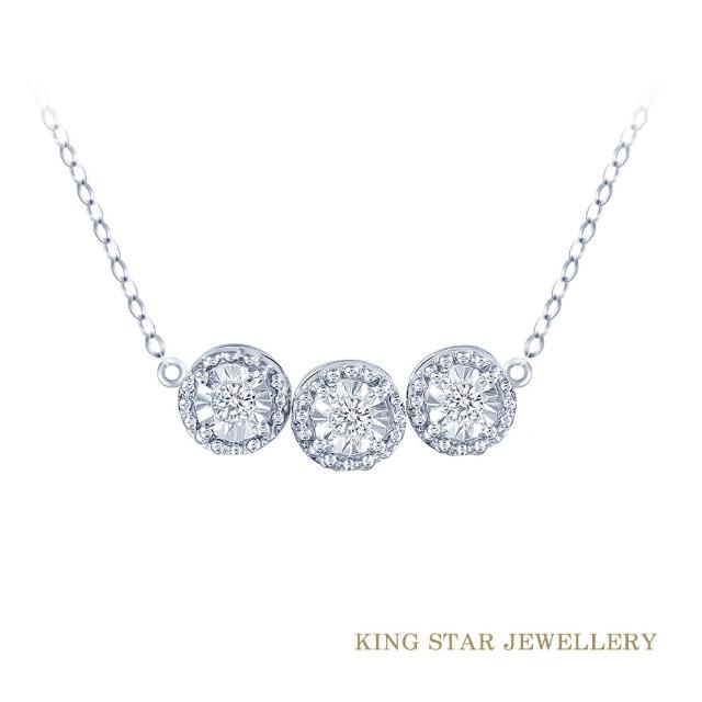 【King Star】三個心願20分18K金鑽石項鍊(整體視覺效果3克拉)