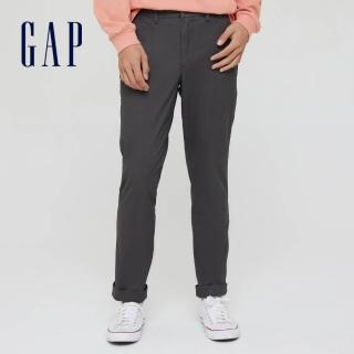 【GAP】男裝 棉質微彈修身款休閒褲(500357-溫和黑色)