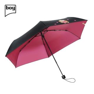 【boy】全遮光三折彩膠防曬晴雨手動傘_滾滾刺蝟(防曬傘 彩膠 晴雨傘)