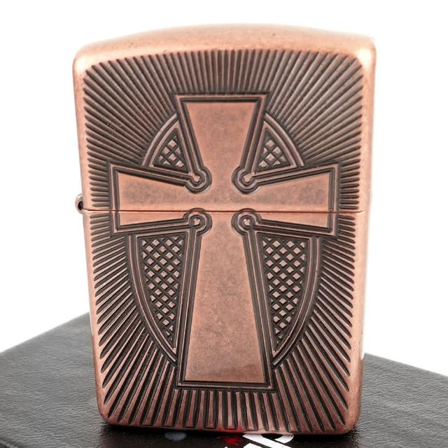 【Zippo】美系~Cross-十字架深刻圖案打火機(ARMOR裝甲)