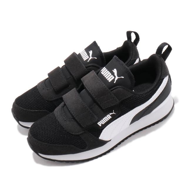 【PUMA】休閒鞋 R78 V PS 魔鬼氈 中童鞋 麂皮 球鞋 低筒 輕量 黑 白(37361701)