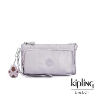 【KIPLING】時尚香檳淡雅紫多功能夾層手拿包-DREAMY