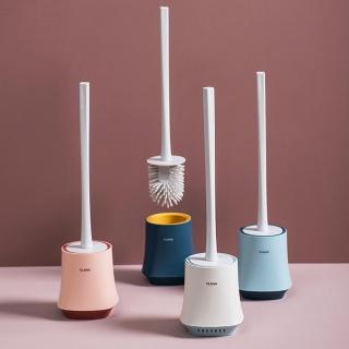 【璞澤家居】撞色長柄軟毛馬桶刷組(四色任選)
