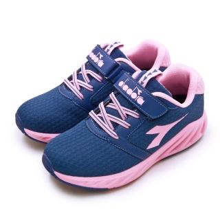 【DIADORA】大童 22cm-24.5cm 迪亞多那 輕量4E寬楦慢跑鞋 BREATHE氣動系列系列(藍粉 11011)