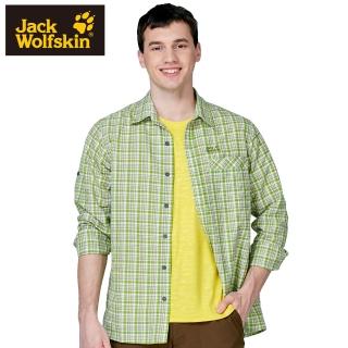 【Jack wolfskin 飛狼】男 抗UV長袖格紋襯衫(綠格紋)