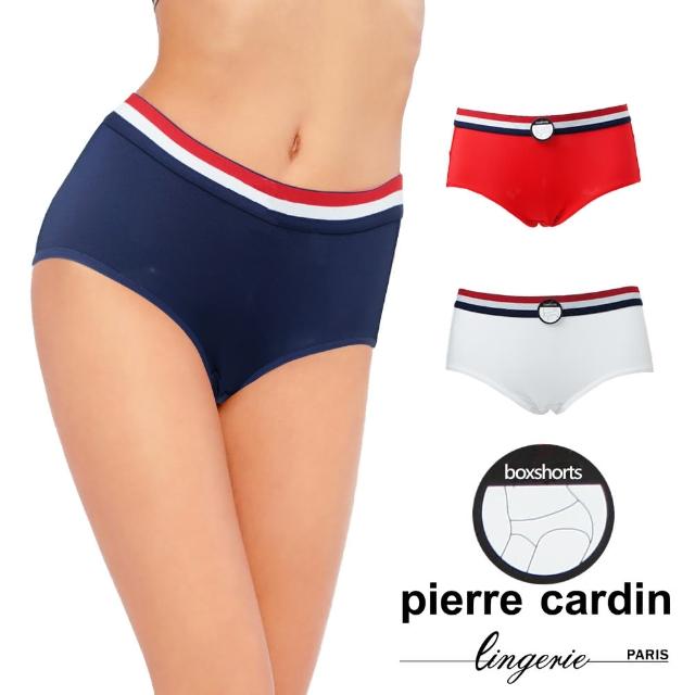 【pierre cardin 皮爾卡登女性內衣】任選_三色織帶中腰包臀內褲(單件_藍/紅/白)