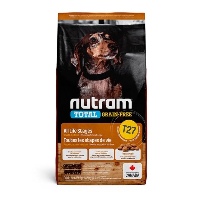 【Nutram 紐頓】T23/T25/T26/T27/T28/T29無穀全能系列狗飼料 2kg/4.4lb(火雞/鮭魚/羊肉/小顆粒、狗糧)