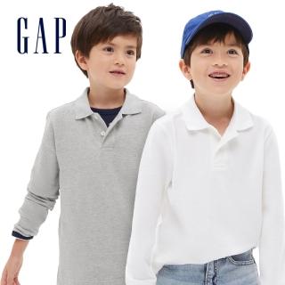 【GAP】男童 簡約長袖POLO衫(多色可選)