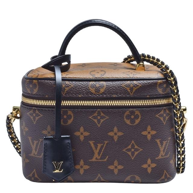 【Louis Vuitton 路易威登】M45165 MINI VANITY PM系列Reverse帆布皮革飾邊手提/斜背包