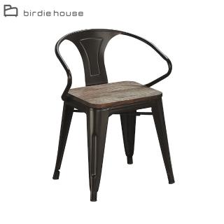 【柏蒂家居】傑恩工業風實木凳面休閒椅/餐椅(單椅)