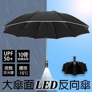 【KISSDIAMOND】10骨LED大傘面自動開收反向傘自動傘(自動折傘/安全照明/抗強風/防斷裂/KD-065)