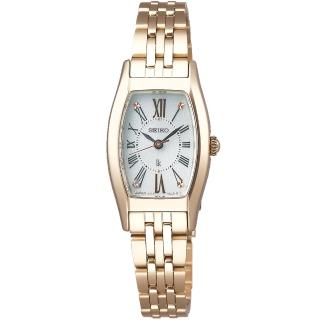 【SEIKO 精工】LUKIA 酒桶型太陽能真鑽女錶-香檳金(V117-0EE0U/SUP442J1)