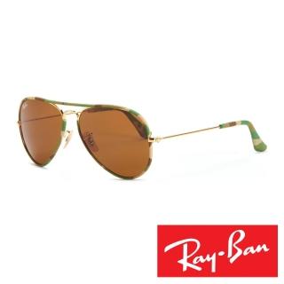 【RayBan 雷朋】時尚經典太陽眼鏡-布面金屬腳(綠 金 #RB3025-GE)