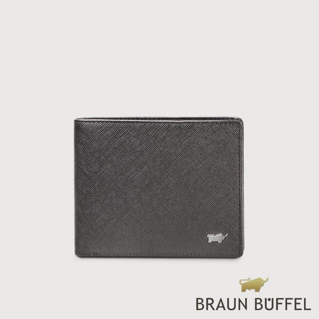 【BRAUN BUFFEL 德國小金牛】台灣總代理 尚恩A 4卡零錢袋皮夾-黑色(BF354-315-BK)