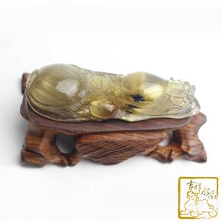 【吉祥水晶】鈦晶髮絲雙龍龜 62g(招財守財)