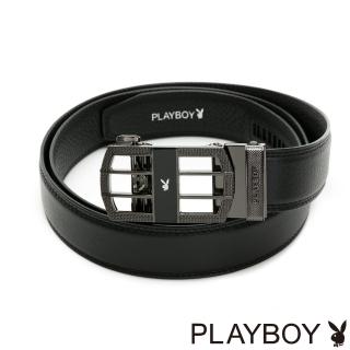 【PLAYBOY】兔頭LOGO 自動皮帶(黑色)