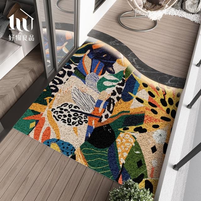 【好物良品】120x120cm_森林系可剪裁玄關絲圈刮泥地墊(防滑刮泥墊 腳踏墊 除塵墊 玄關地墊 絲圈地墊)