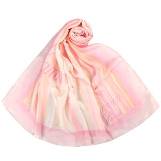 【LANVIN 浪凡】草寫LOGO漸層直紋絲巾(粉色)