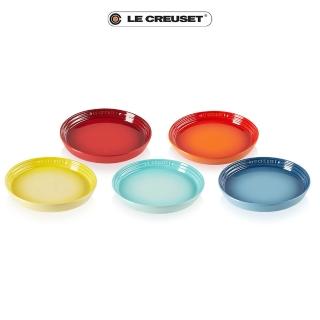 【Le Creuset】瓷器新采和風系列圓盤組17cm-5入(櫻桃紅/火焰橘/閃亮黃/薄荷綠/水手藍)