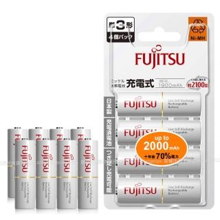 【FUJITSU 富士通】日本製 3號AA低自放電1900mAh充電電池HR-3UTC  3號8入