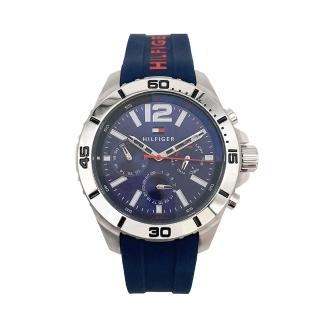 【Tommy Hilfiger】銀殼 藍面 藍色膠帶 情人節/父親節(1791142)