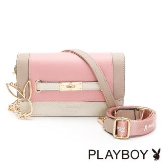 【PLAYBOY】斜背包-附寬背帶 摩登都市系列(粉色)
