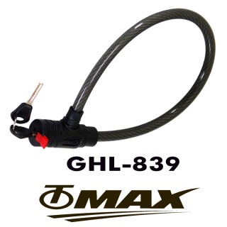 【OMAX】台製黑金剛機車大輪鋼索鎖(速)