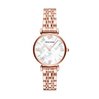 【EMPORIO ARMANI】經典風格玫瑰金腕錶32mm(AR11110)