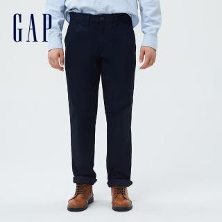 【GAP】男裝 棉質微彈直筒型休閒褲(500359-經典海軍藍)