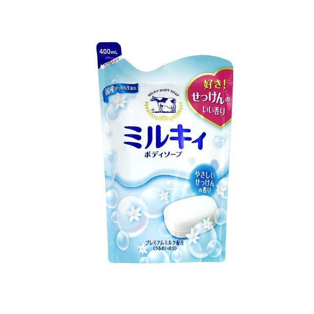 【日本牛乳石鹼】牛乳精華沐浴乳補充包400ml(玫瑰花香/柚子果香/清新皂香)