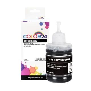 【COLOR24】for BROTHER 黑色防水增量版 BT6000BK/140ml 相容連供墨水(適用 DCP-T300/T500W/T700W)