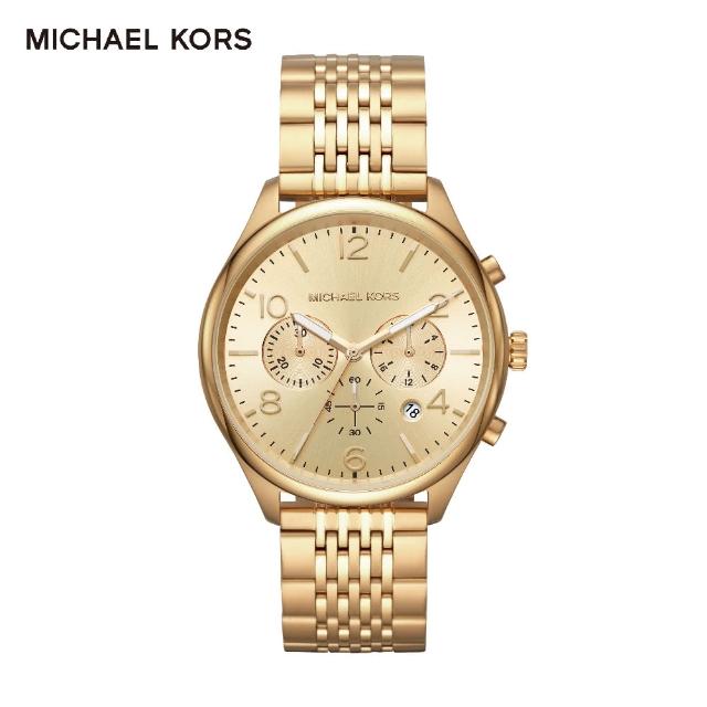 【Michael Kors】Merrick 城市經典金色鍊帶計時男錶 42MM 男MK8638