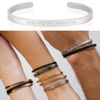 【MantraBand】You are my person 你是我要的 男款寬版消光銀手環(美國悄悄話手環)