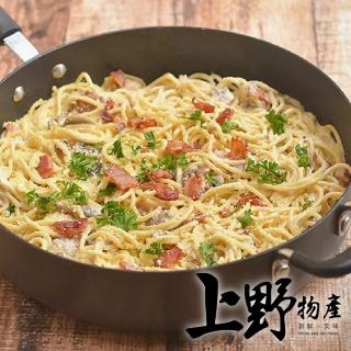 【上野物產】奶油白醬培根義大利麵 x2包(麵體+醬料包 300g土10%/包 義大利麵)
