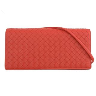 【BOTTEGA VENETA 寶緹嘉】WOC 經典款編織手拿長夾式斜背包(亮紅)